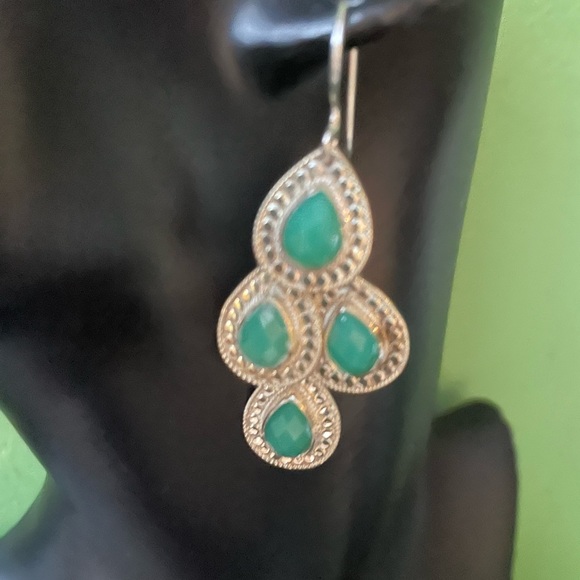 Anna Beck | 18K Gold-Plated Chrysoprase Chandelier Earrings - Picture 7 of 14